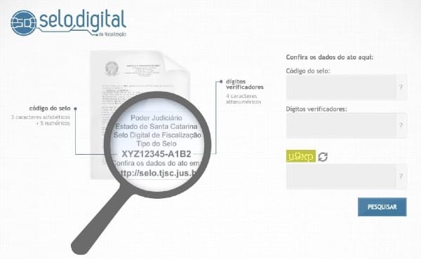 Verificação do Selo Digital de Fiscalização Poder Judiciário de Santa Catarina.
