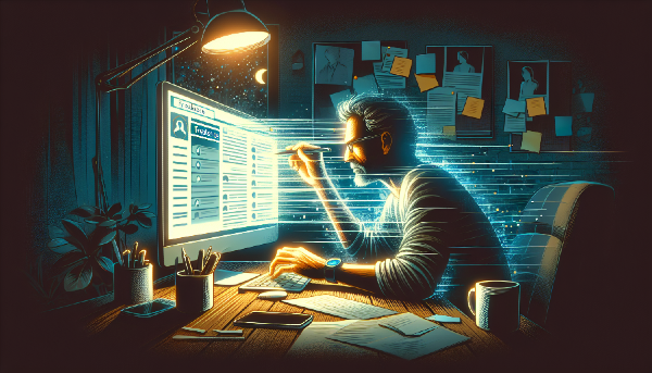 Ilustração de um freelancer utilizando uma plataforma online para encontrar trabalho