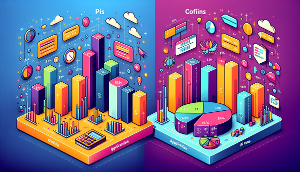 Comparação visual entre PIS e COFINS no sistema tributário brasileiro.