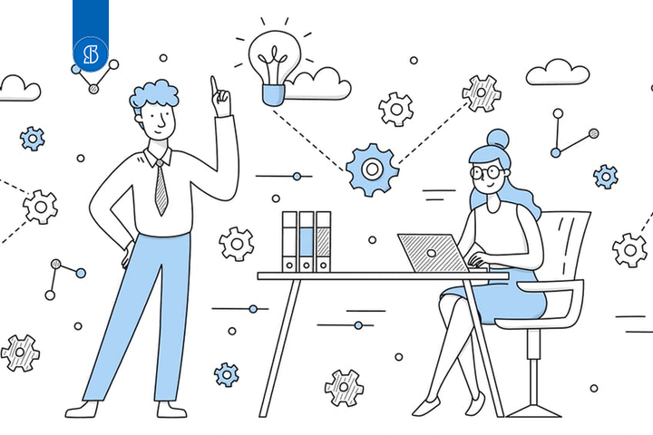 Ilustração de Escritório Virtual para Pequenas Empresas.
