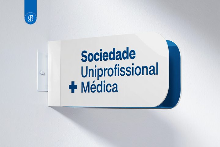 Placa de identificação com letreiro Sociedade Uniprofissional Médica.