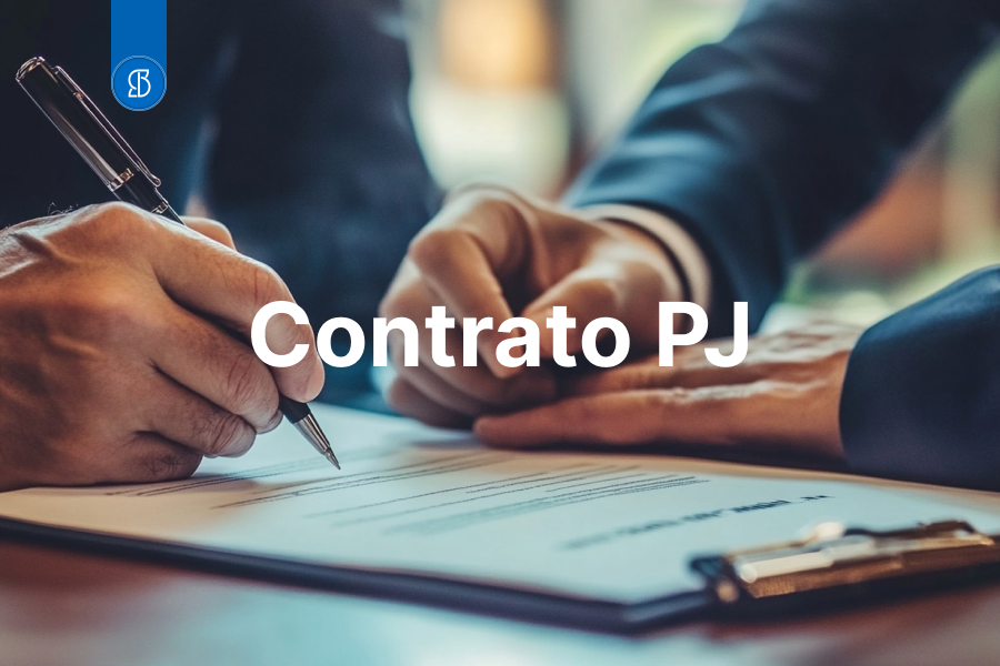 Dois homens assinando um contrato PJ.